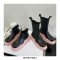 Wave Platform Vegan Leather Chelsea High Ankle Boots - Black on Olive Green