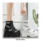 Slogan Lace-Up Patchwork Ankle Platform Sneakers Boots -  Black