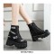 Slogan Lace-Up Patchwork Ankle Platform Sneakers Boots -  Black