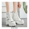 Slogan Lace-Up Patchwork Ankle Platform Sneakers Boots -  Black