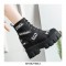 Slogan Lace-Up Patchwork Ankle Platform Sneakers Boots -  Black