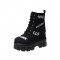 Slogan Lace-Up Patchwork Ankle Platform Sneakers Boots -  Black