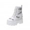 Slogan Lace-Up Patchwork Ankle Platform Sneakers Boots -  White