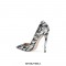 Smooth Patent Leather Graffiti Pattern Pointed Toe Stiletto Heels - Gray