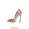 Smooth Patent Leather Graffiti Pattern Pointed Toe Stiletto Heels - Pink