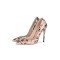 Smooth Patent Leather Graffiti Pattern Pointed Toe Stiletto Heels - Pink