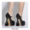 Bowling Round Heels Platform Mary Janes Round Toe Pumps  - Black Patent