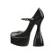 Bowling Round Heels Platform Mary Janes Round Toe Pumps  - Black Patent