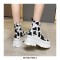 Africa Lace-Up Platform Canvas Ankle Boots with Side Zipper -  Leopard