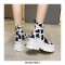 Africa Lace-Up Platform Canvas Ankle Boots with Side Zipper -  Black