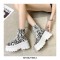 Africa Lace-Up Platform Canvas Ankle Boots with Side Zipper -  Zebra