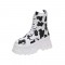 Africa Lace-Up Platform Canvas Ankle Boots with Side Zipper -  Cow