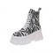 Africa Lace-Up Platform Canvas Ankle Boots with Side Zipper -  Zebra