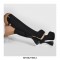 Bowling Round Heels Platform Autumn Flock Knee High Boots with Side Zipper - Black