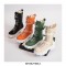 Ankle Strap Lace-Up Spring Boots with Side Zipper - Orange