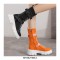 Ankle Strap Lace-Up Spring Boots with Side Zipper - Orange