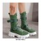 Ankle Strap Lace-Up Spring Boots with Side Zipper - Orange