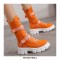 Ankle Strap Lace-Up Spring Boots with Side Zipper - Orange