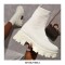 Chunky Heel Platform Ankle Socks Boots - Beige