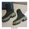 Chunky Heel Platform Ankle Socks Boots - Black