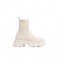 Chunky Heel Platform Ankle Socks Boots - Beige