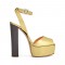Peep Toe Platforms Ankle Buckle Straps Chunky Heels Pumps Sandals - Gold
