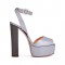 Peep Toe Platforms Ankle Buckle Straps Chunky Heels Pumps Sandals - Gray
