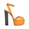 Peep Toe Platforms Ankle Buckle Straps Chunky Heels Pumps Sandals - Orange