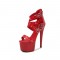 Stiletto Heels Platform Peep Toe Rivet Decorated Ankle Buckle Straps with Back Zipper - Red