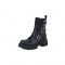 Chunky Heels Platform Buckle Straps Martens Ankle Boots with Side Zipper - Matt Black