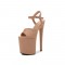 8 Inch Super Heels Peep Toe Ankle Strap Suede Platform Sandals - Tan