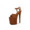 8 Inch Super Heels Peep Toe Ankle Strap Suede Platform Sandals - Brown