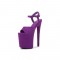 8 Inch Super Heels Peep Toe Ankle Strap Suede Platform Sandals - Purple