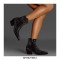 Chunky Heels Pointed Toe Rhinestones Short Western Cowboy Boots - Black