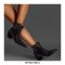 Chunky Heels Pointed Toe Rhinestones Short Western Cowboy Boots - Black