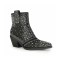 Chunky Heels Pointed Toe Rhinestones Short Western Cowboy Boots - Black