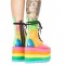 Candyland Transparent Lace Up Ankle Boots with Side Zipper - 4.5 Inch Platform