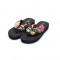 Laguna Summer Beach Slippers Silk Weave Outdoor Flower Flip Flops - Black