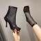Ankle Air Mesh Fishnet Stiletto Heels Summer Breathable Boots and Back Zipper