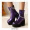 Chunky Heels Platform Chain Decorated Patent Ankle Boots with Side Zipper - Yellow