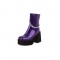 Chunky Heels Platform Chain Decorated Patent Ankle Boots with Side Zipper - Purple