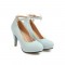 Crystal Decorated Ankle Buckle Strap Cuban Heels Summer - Blue