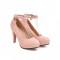 Crystal Decorated Ankle Buckle Strap Cuban Heels Summer - Pink