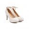 Crystal Decorated Ankle Buckle Strap Cuban Heels Summer - White