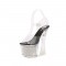 Square Heel Transparent Peep Toe Glowing Crystals Platform Ankle Straps Sandals - Black