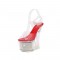 Square Heel Transparent Peep Toe Glowing Crystals Platform Ankle Straps Sandals - Red