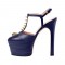 Chunky Heels Platform Rivet Decorated Ankle Buckle T Straps - Light Pink
