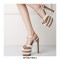 Chunky Heels Platform Peep Toe Rivet Decorated Ankle Buckle T Straps - Metallic Orange
