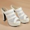 Venice Peep Toe Cuban Heels Platform Summer Slippers - White