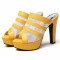 Venice Peep Toe Cuban Heels Platform Summer Slippers - Yellow